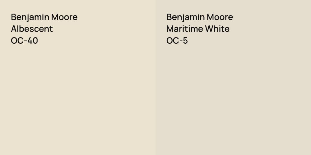 Benjamin Moore Albescent vs. Benjamin Moore Maritime White