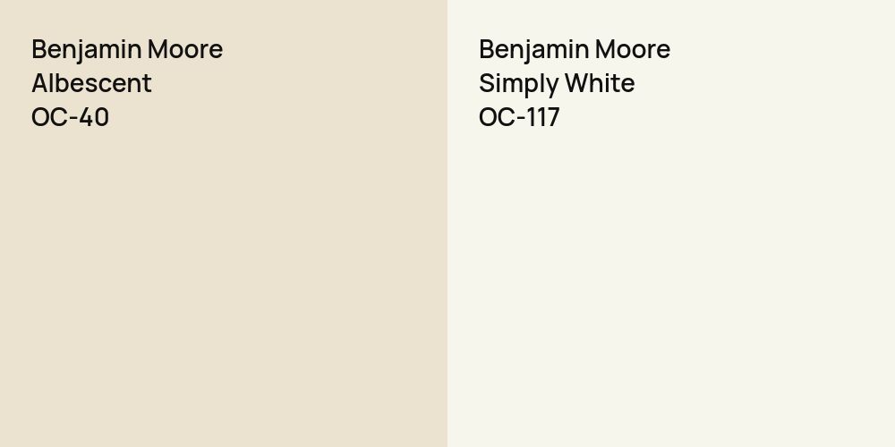 Benjamin Moore Albescent vs. Benjamin Moore Simply White