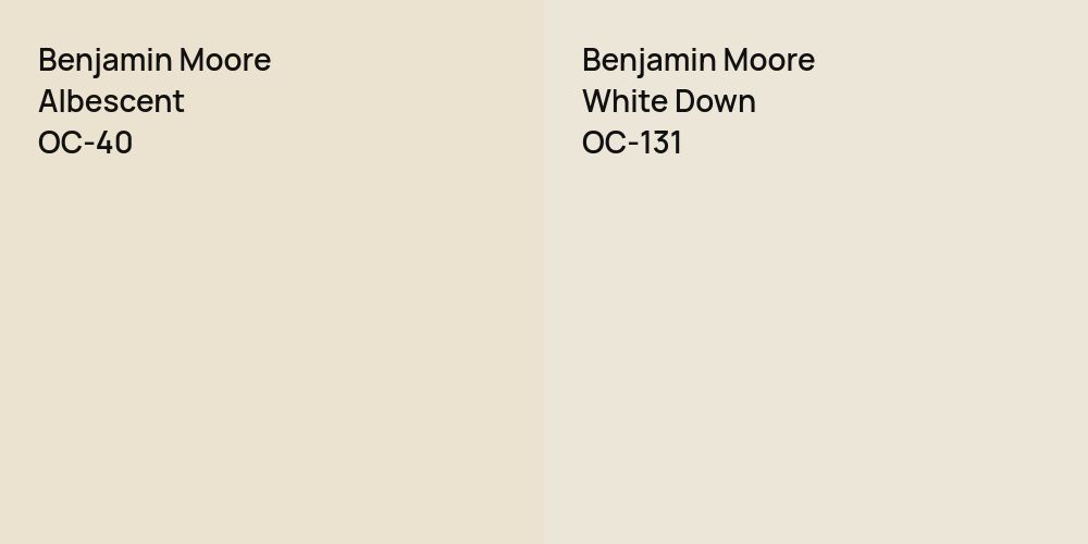 Benjamin Moore Albescent vs. Benjamin Moore White Down