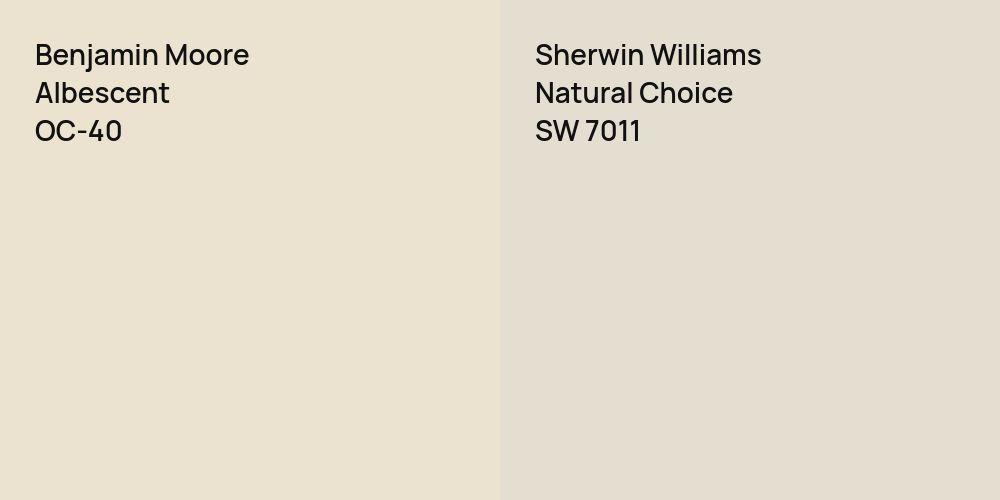 Benjamin Moore Albescent vs. Sherwin Williams Natural Choice