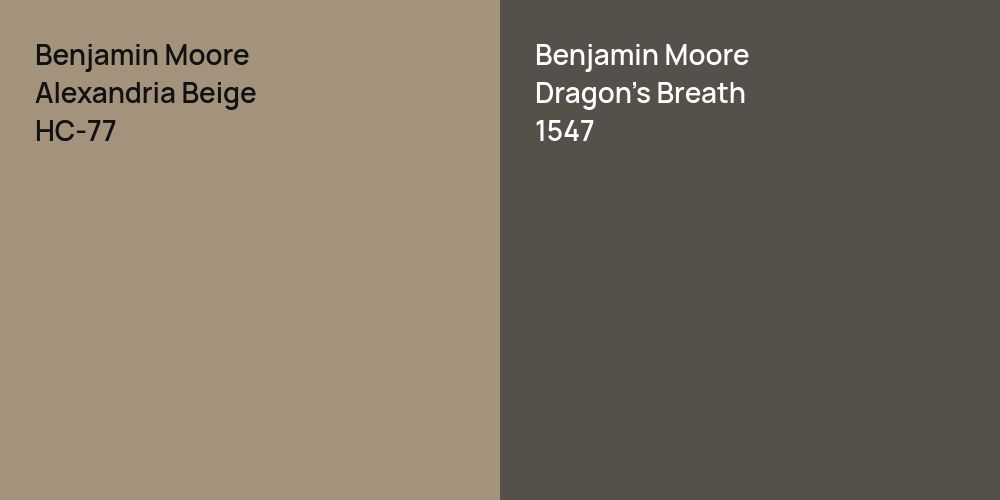 Benjamin Moore Alexandria Beige vs. Benjamin Moore Dragon's Breath