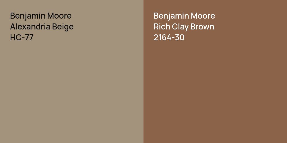 Benjamin Moore Alexandria Beige vs. Benjamin Moore Rich Clay Brown