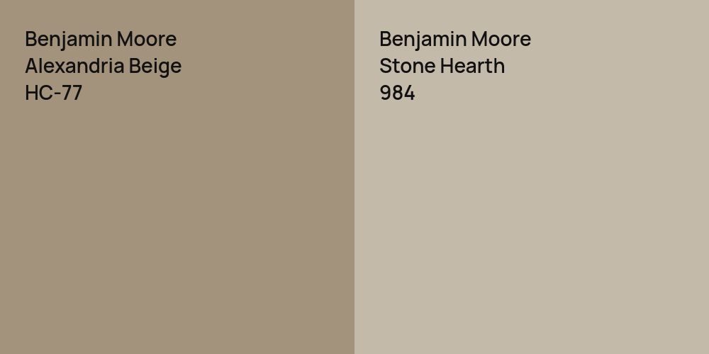 Benjamin Moore Alexandria Beige vs. Benjamin Moore Stone Hearth