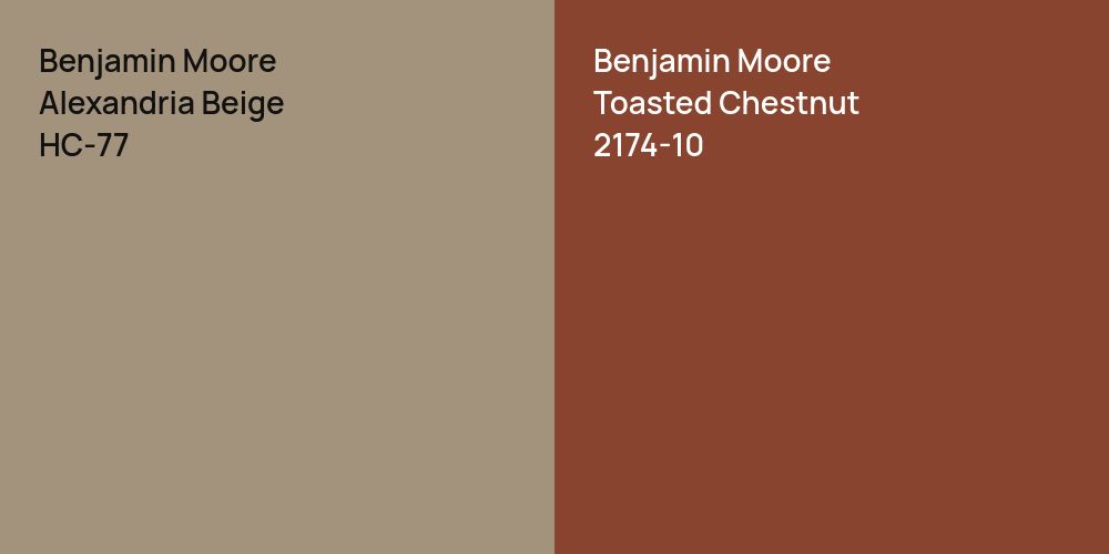 Benjamin Moore Alexandria Beige vs. Benjamin Moore Toasted Chestnut