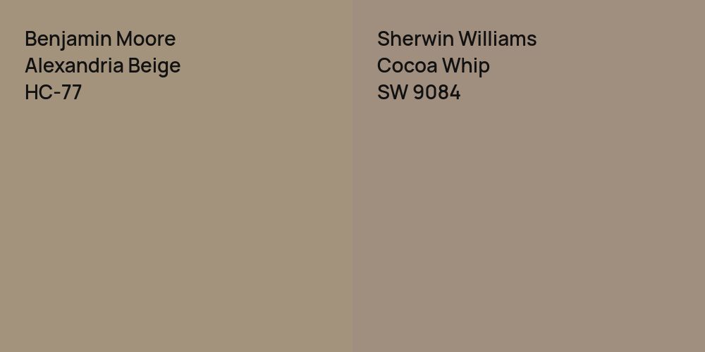 Benjamin Moore Alexandria Beige vs. Sherwin Williams Cocoa Whip