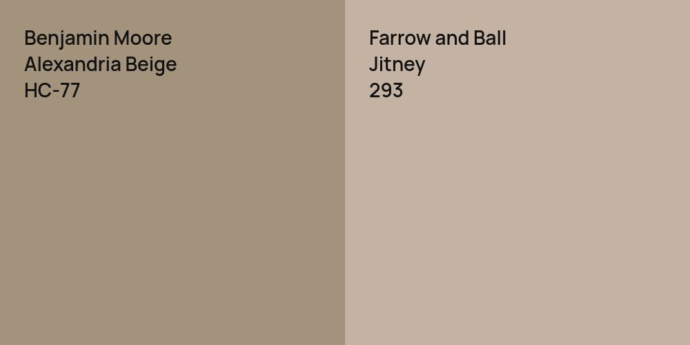 Benjamin Moore Alexandria Beige vs. Farrow and Ball Jitney