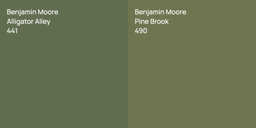 Benjamin Moore Alligator Alley vs. Benjamin Moore Pine Brook