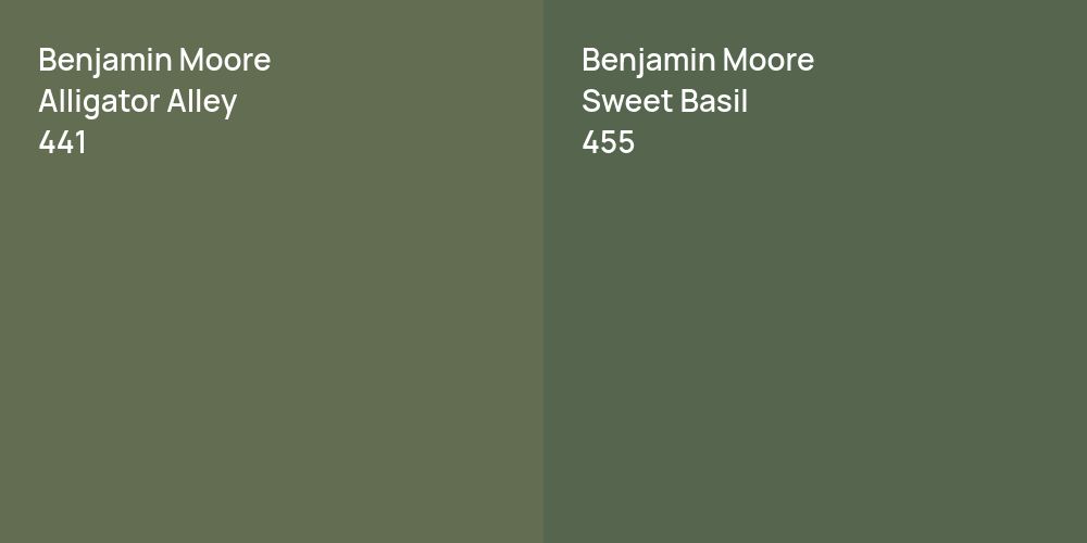 Benjamin Moore Alligator Alley vs. Benjamin Moore Sweet Basil