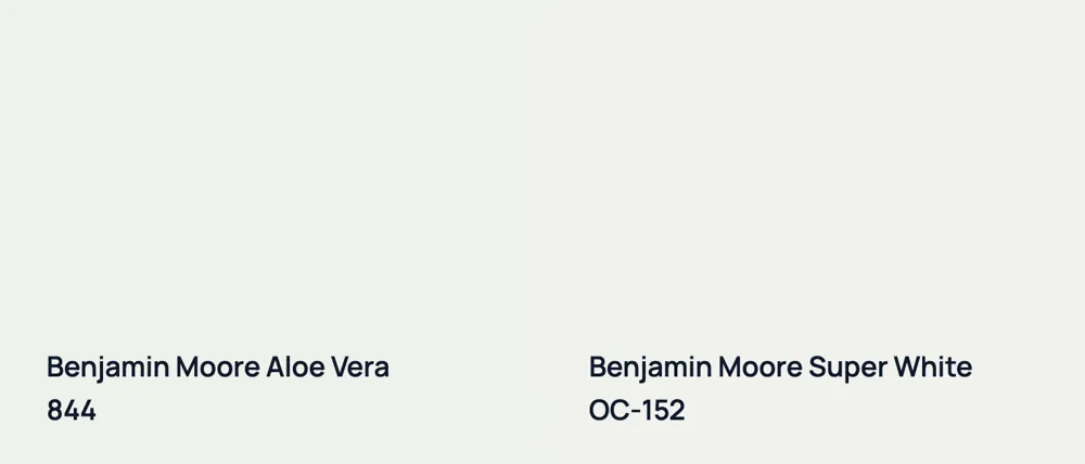 Benjamin Moore Aloe Vera 844 vs Benjamin Moore Super White OC-152