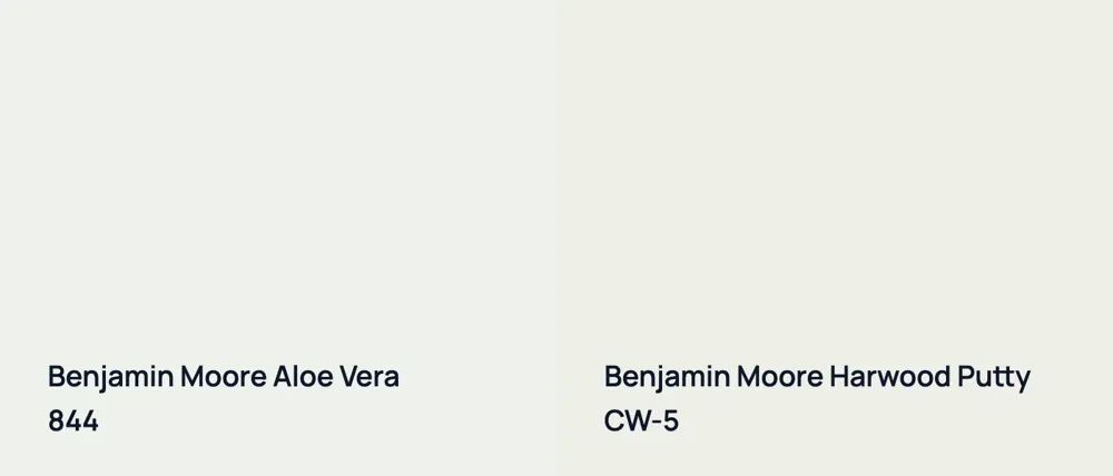 Benjamin Moore Aloe Vera 844 vs Benjamin Moore Harwood Putty CW-5