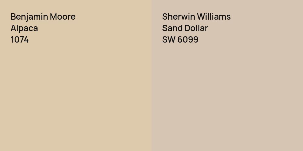 Benjamin Moore Alpaca vs. Sherwin Williams Sand Dollar