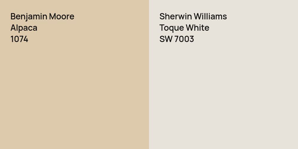 Benjamin Moore Alpaca vs. Sherwin Williams Toque White