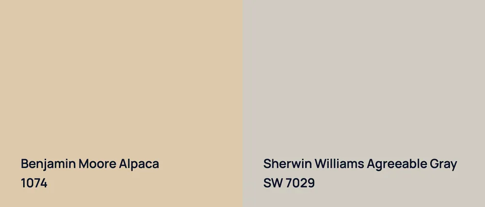 Benjamin Moore Alpaca 1074 vs Sherwin Williams Agreeable Gray SW 7029