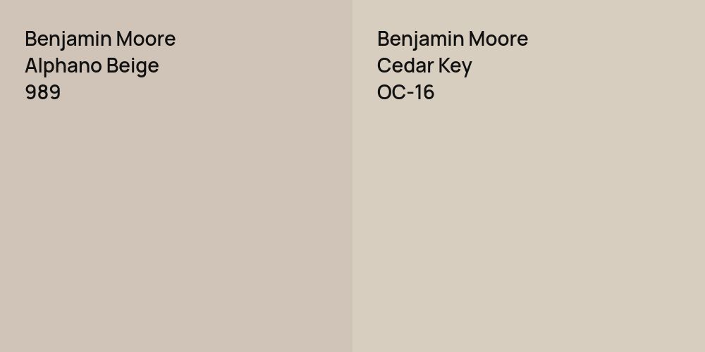 Benjamin Moore Alphano Beige vs. Benjamin Moore Cedar Key