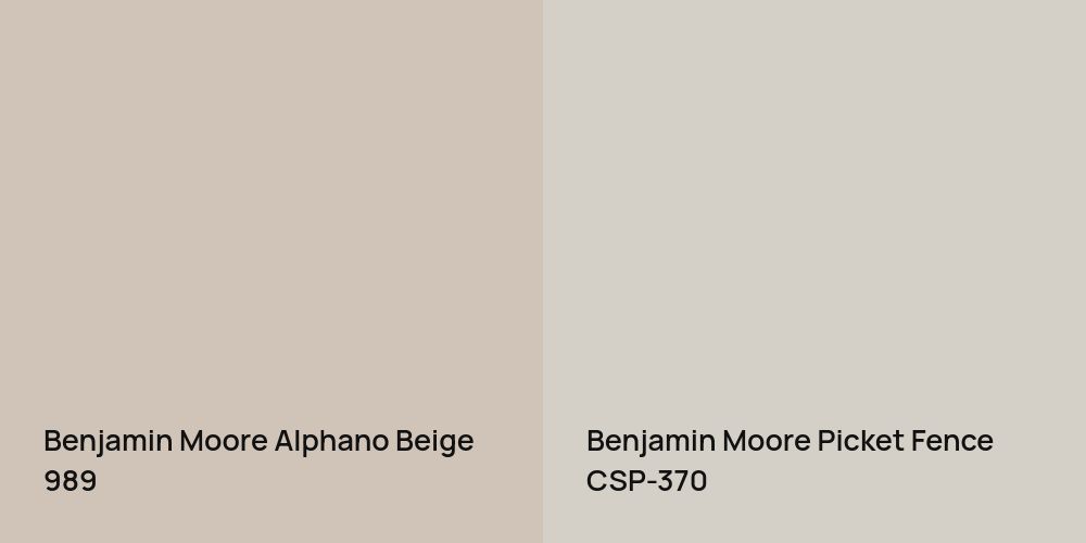 Benjamin Moore Alphano Beige vs. Benjamin Moore Picket Fence