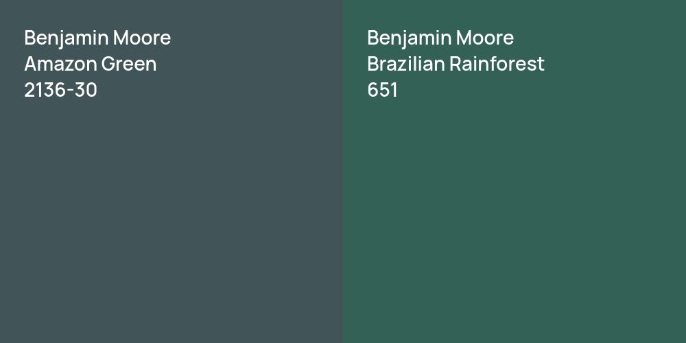 Benjamin Moore Amazon Green vs. Benjamin Moore Brazilian Rainforest