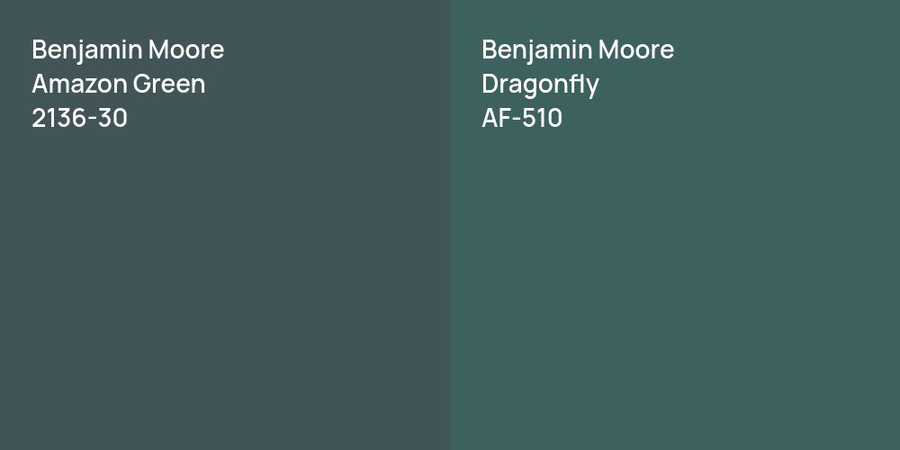 Benjamin Moore Amazon Green vs. Benjamin Moore Dragonfly