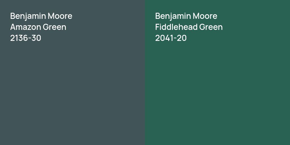 Benjamin Moore Amazon Green vs. Benjamin Moore Fiddlehead Green