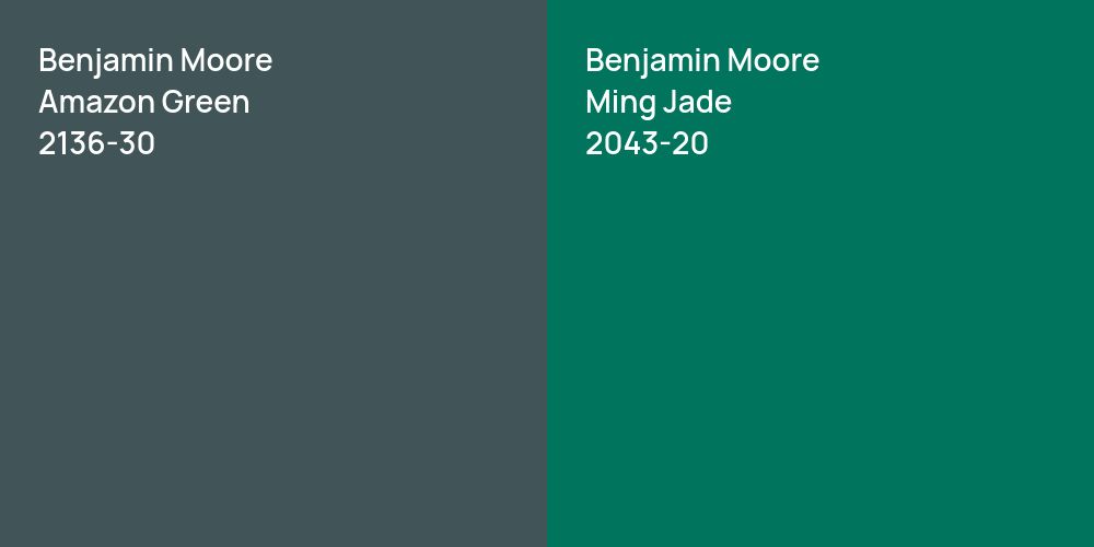 Benjamin Moore Amazon Green vs. Benjamin Moore Ming Jade