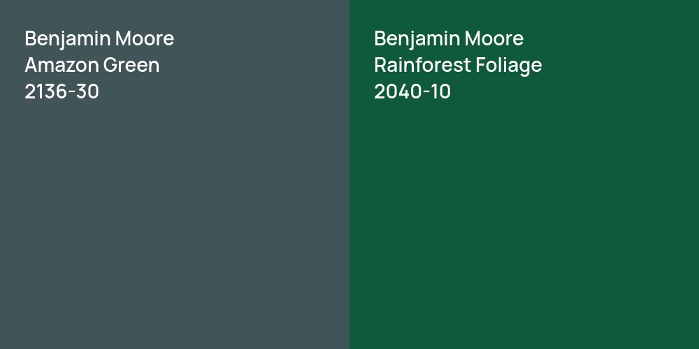 Benjamin Moore Amazon Green vs. Benjamin Moore Rainforest Foliage