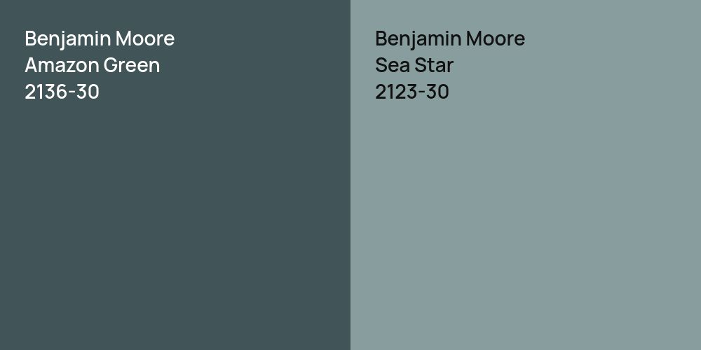 Benjamin Moore Amazon Green vs. Benjamin Moore Sea Star