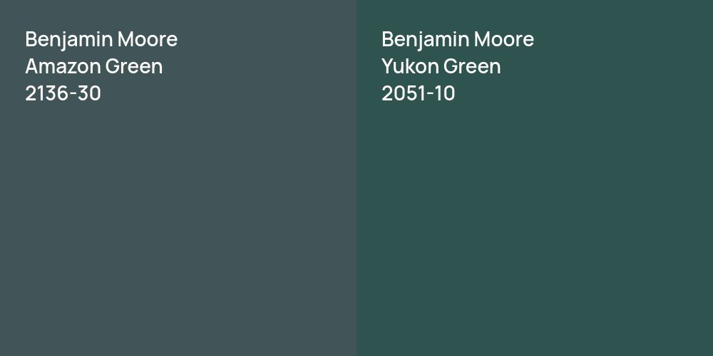 Benjamin Moore Amazon Green vs. Benjamin Moore Yukon Green