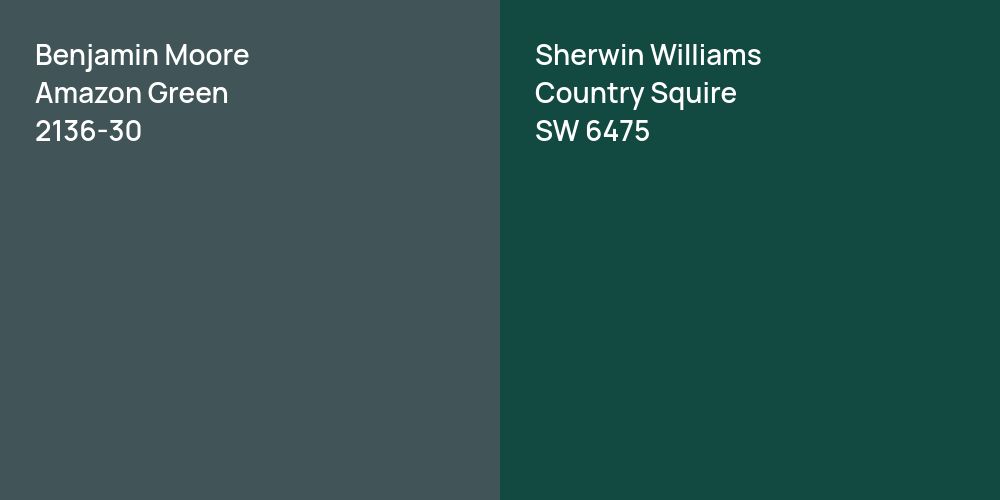 Benjamin Moore Amazon Green vs. Sherwin Williams Country Squire