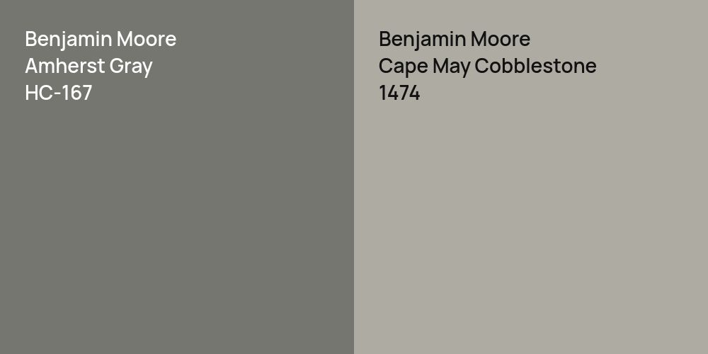 Benjamin Moore Amherst Gray vs. Benjamin Moore Cape May Cobblestone