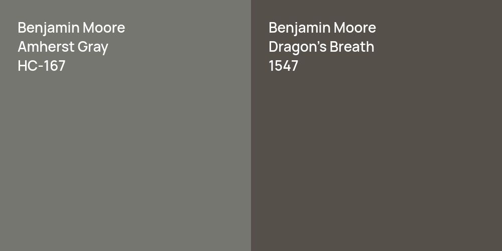 Benjamin Moore Amherst Gray vs. Benjamin Moore Dragon's Breath