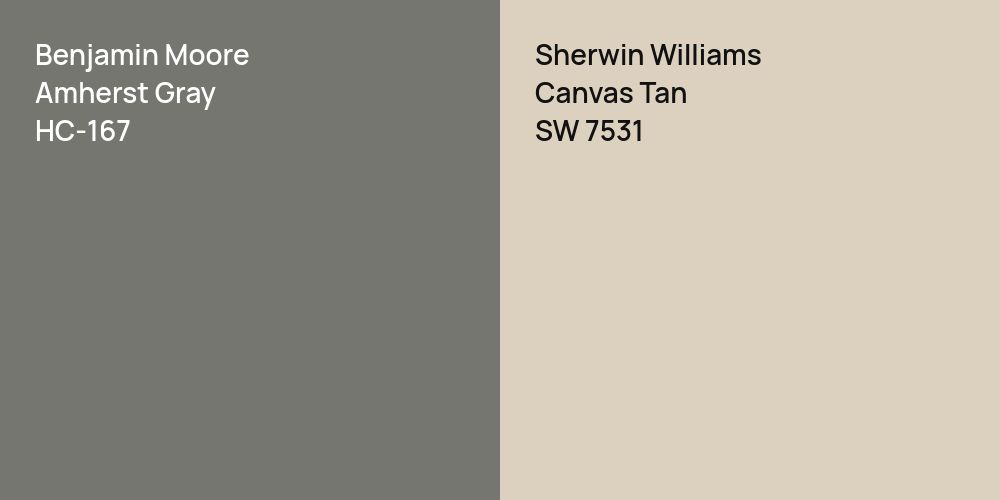 Benjamin Moore Amherst Gray vs. Sherwin Williams Canvas Tan