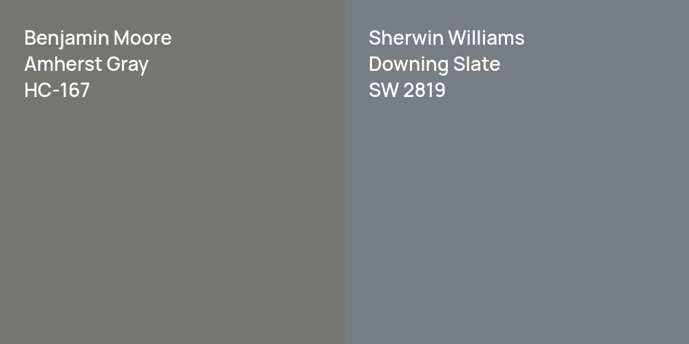 Benjamin Moore Amherst Gray vs. Sherwin Williams Downing Slate