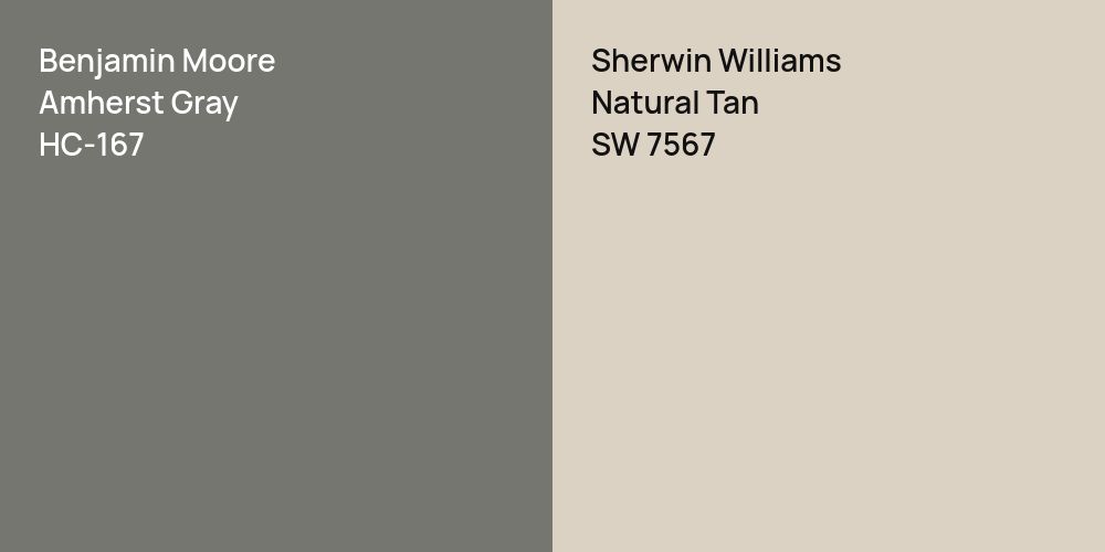 Benjamin Moore Amherst Gray vs. Sherwin Williams Natural Tan