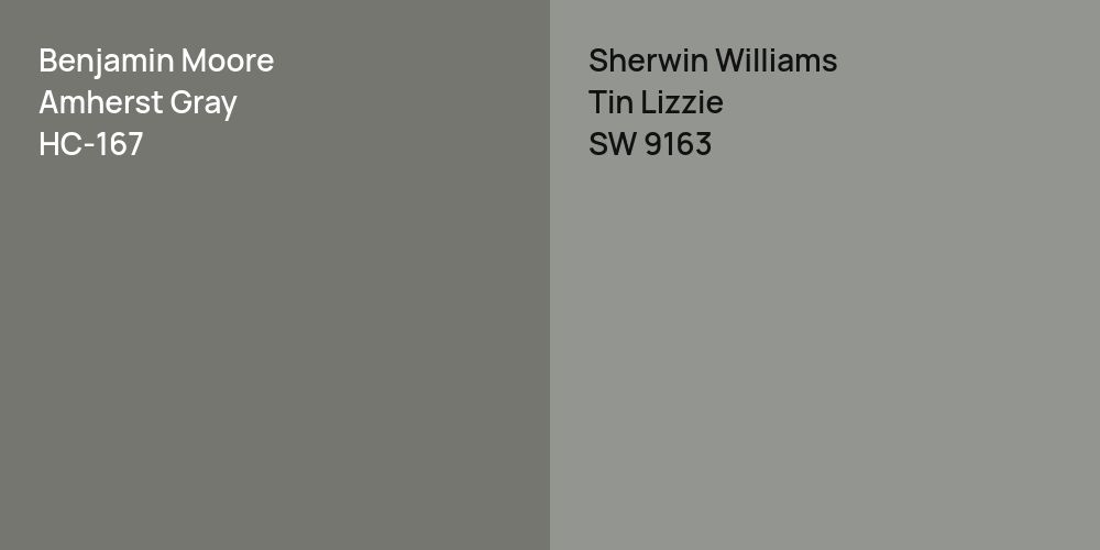 Benjamin Moore Amherst Gray vs. Sherwin Williams Tin Lizzie