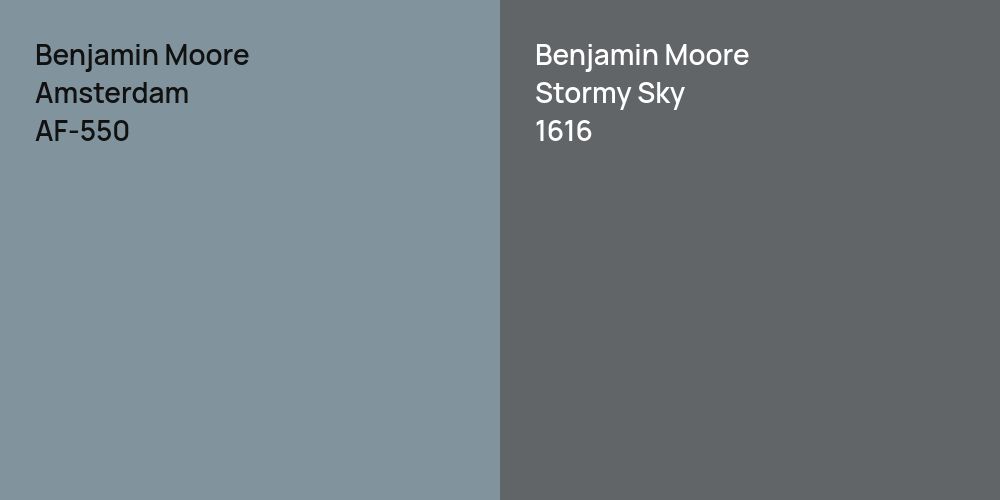 Benjamin Moore Amsterdam vs. Benjamin Moore Stormy Sky