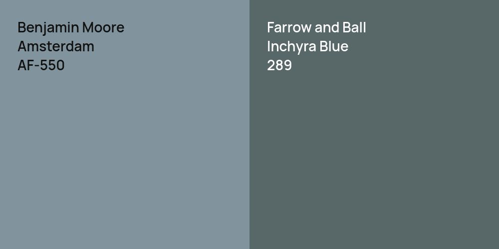 Benjamin Moore Amsterdam vs. Farrow and Ball Inchyra Blue