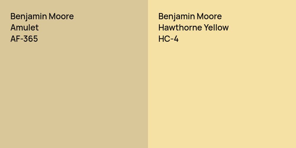 Benjamin Moore Amulet vs. Benjamin Moore Hawthorne Yellow