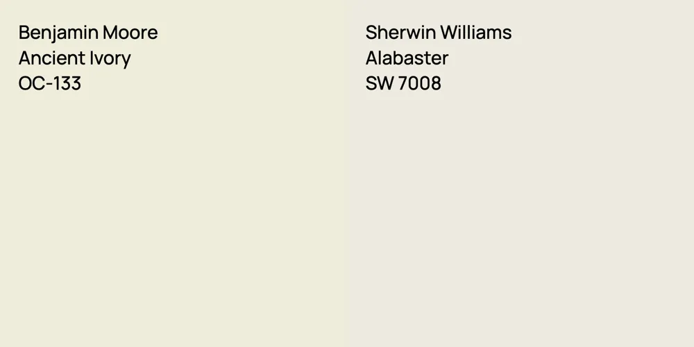 Benjamin Moore Ancient Ivory vs. Sherwin Williams Alabaster