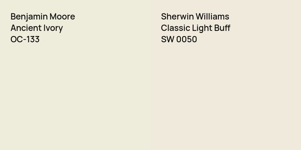 Benjamin Moore Ancient Ivory vs. Sherwin Williams Classic Light Buff