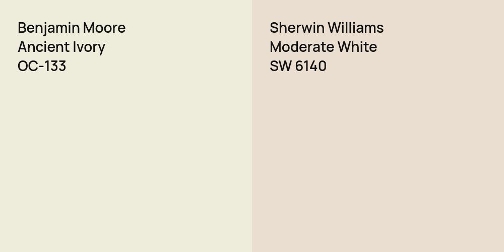 Benjamin Moore Ancient Ivory vs. Sherwin Williams Moderate White