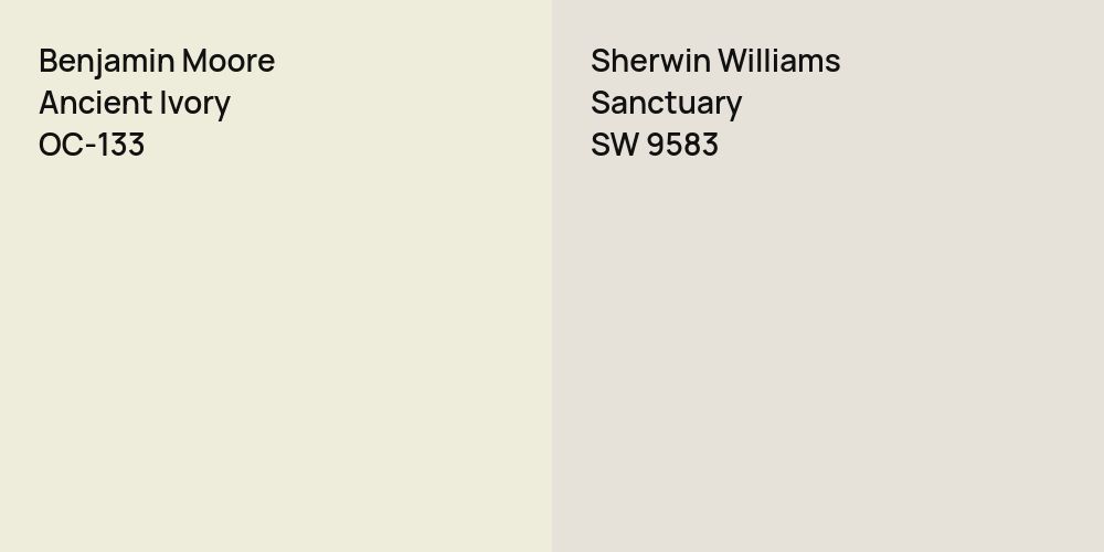 Benjamin Moore Ancient Ivory vs. Sherwin Williams Sanctuary