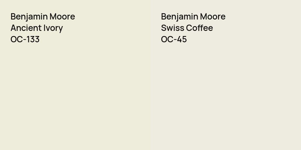 Benjamin Moore Ancient Ivory vs. Benjamin Moore Swiss Coffee