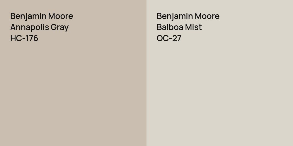 Benjamin Moore Annapolis Gray vs. Benjamin Moore Balboa Mist