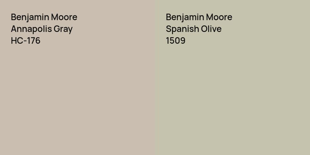 Benjamin Moore Annapolis Gray vs. Benjamin Moore Spanish Olive