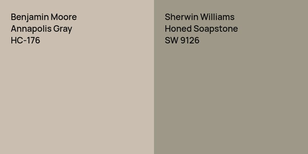 Benjamin Moore Annapolis Gray vs. Sherwin Williams Honed Soapstone