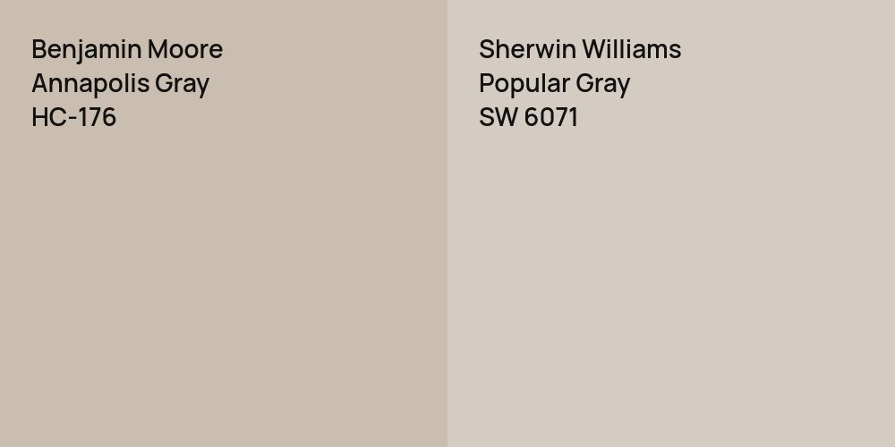 Benjamin Moore Annapolis Gray vs. Sherwin Williams Popular Gray