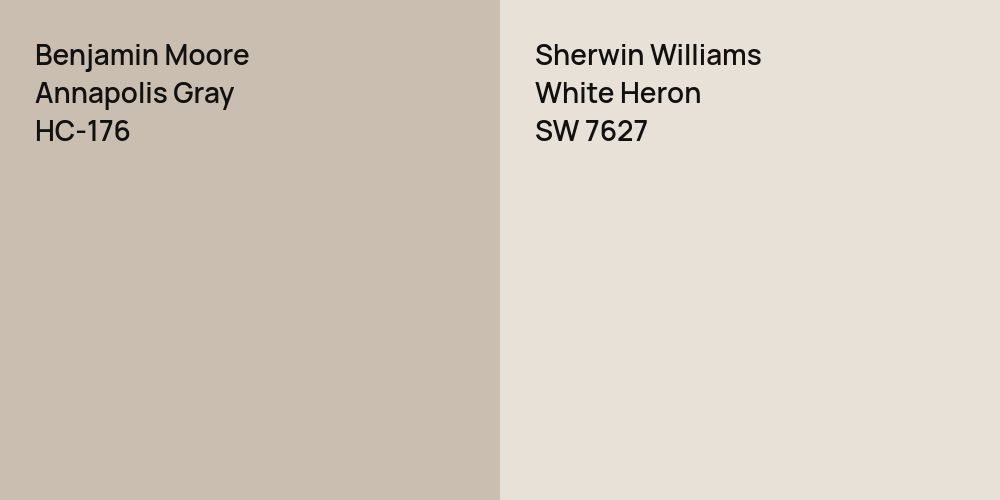 Benjamin Moore Annapolis Gray vs. Sherwin Williams White Heron