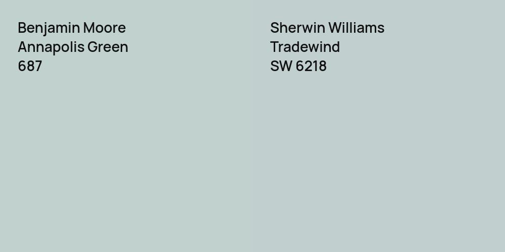 Benjamin Moore Annapolis Green vs. Sherwin Williams Tradewind