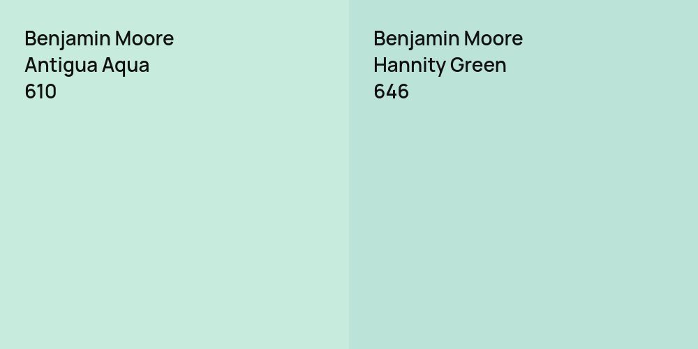 Benjamin Moore Antigua Aqua vs. Benjamin Moore Hannity Green