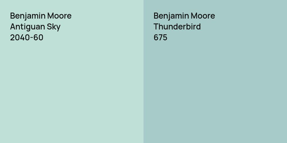 Benjamin Moore Antiguan Sky vs. Benjamin Moore Thunderbird