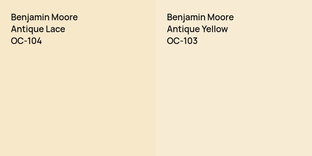 Benjamin Moore Antique Lace vs. Benjamin Moore Antique Yellow